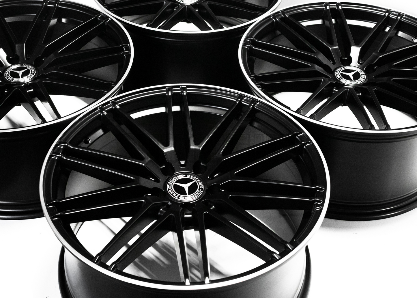 20" Matte Black Machined Lip Wheels For Mercedes Staggered Set 20x8.5/9.5
