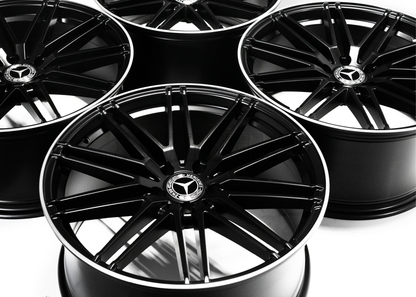 20" Matte Black Machined Lip Wheels For Mercedes Staggered Set 20x8.5/9.5
