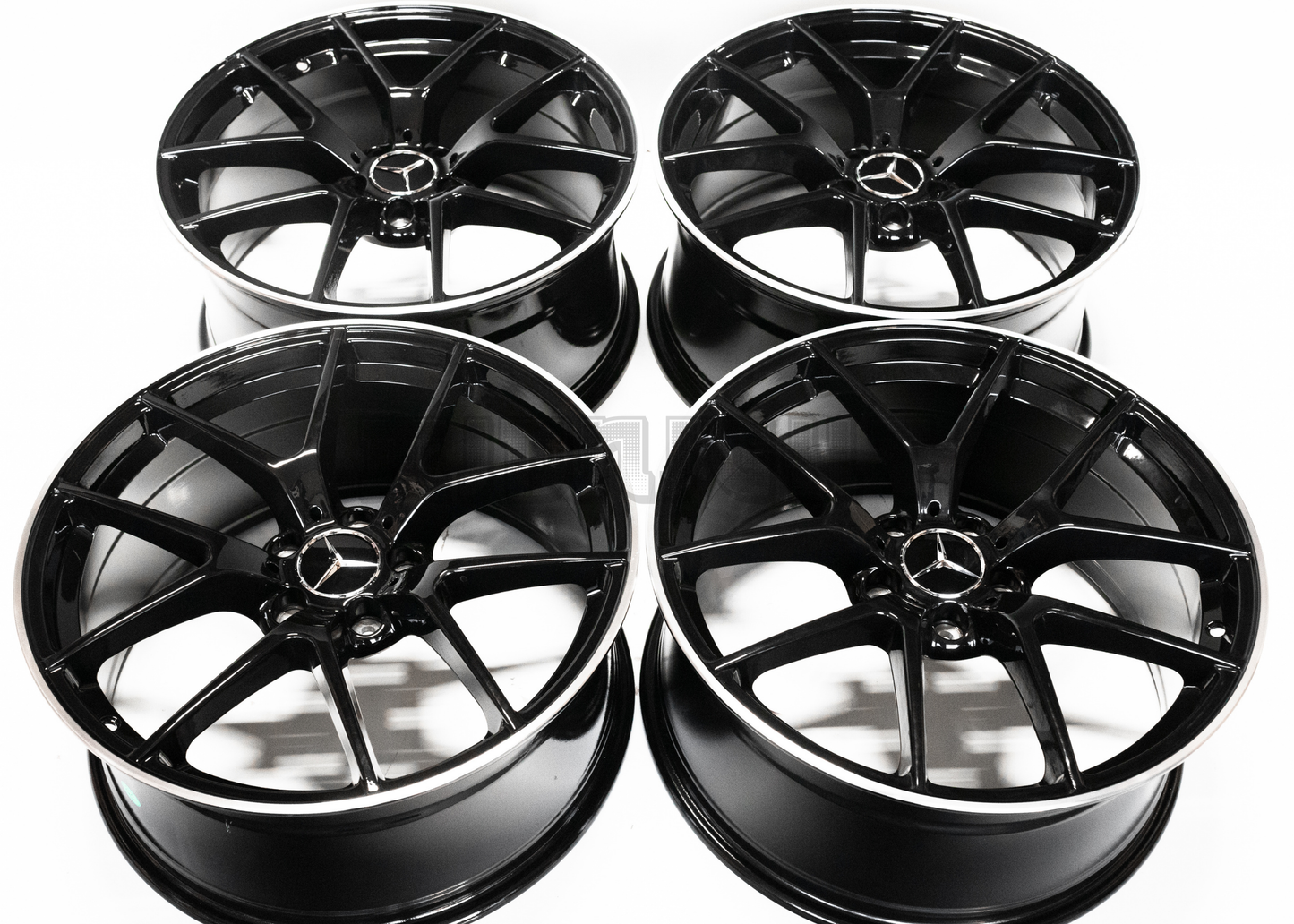 19" Gloss Black Machined Lip Wheels For Mercedes Square Set 19x8/9.0