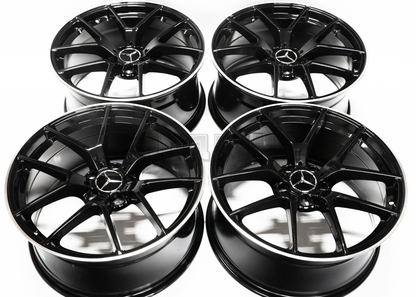 19" Gloss Black Machined Lip Wheels For Mercedes Square Set 19x8/9.0