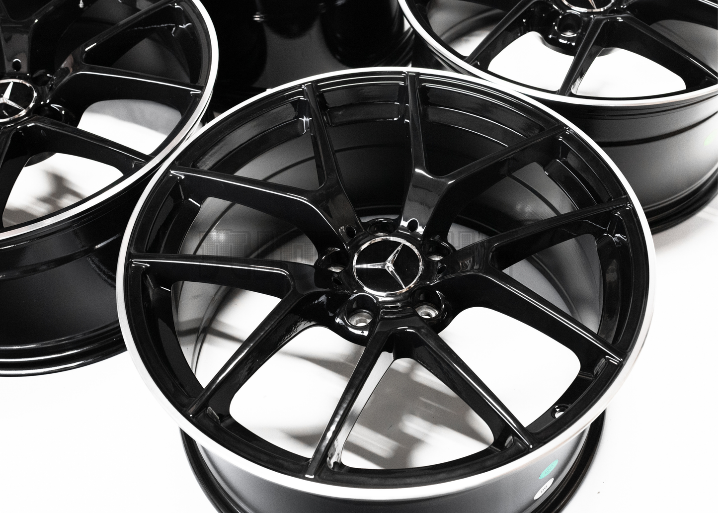 19" Gloss Black Machined Lip Wheels For Mercedes Square Set 19x8/9.0