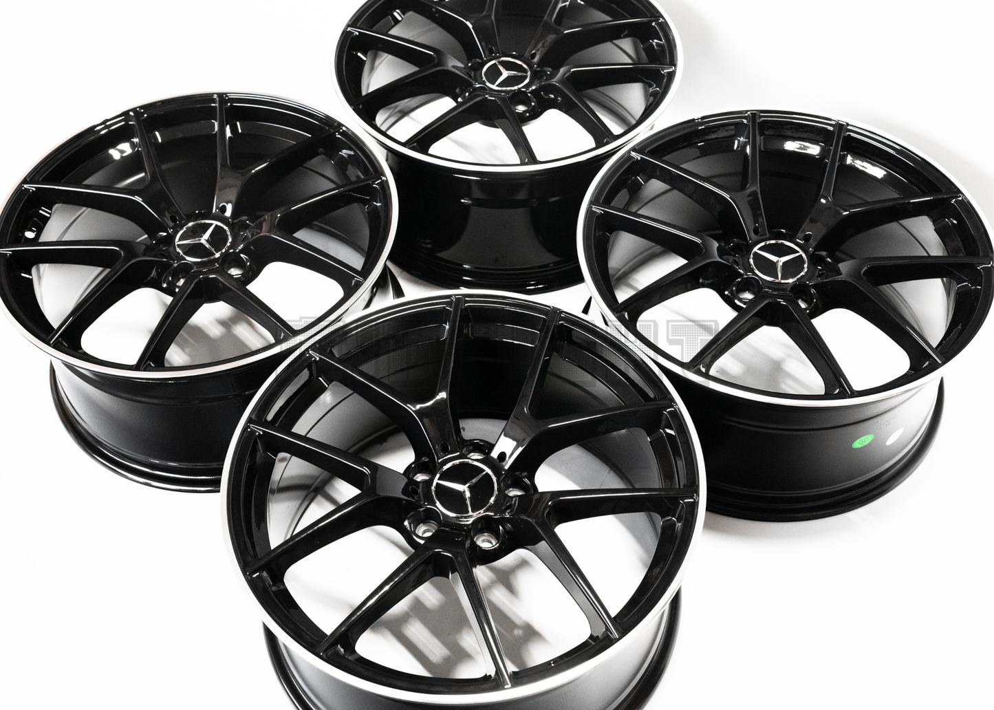 19" Gloss Black Machined Lip Wheels For Mercedes Square Set 19x8/9.0
