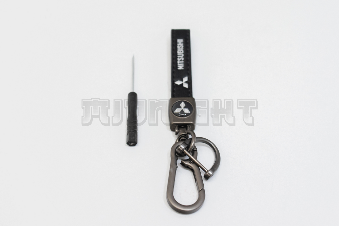 Mitsubishi Black Leather Keychain