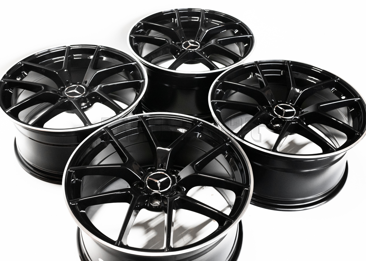 19" Gloss Black Machined Lip Wheels For Mercedes Square Set 19x8/9.0
