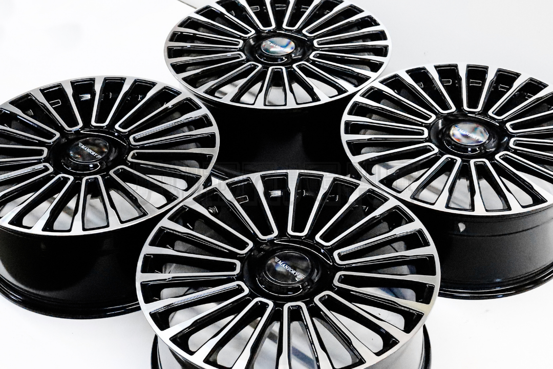 22" Gloss Black Machined Mansory Style Wheels For BMW Audi Mercedes Square Set (5x112)