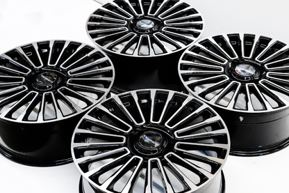 22" Gloss Black Machined Mansory Style Wheels For BMW Audi Mercedes Square Set (5x112)