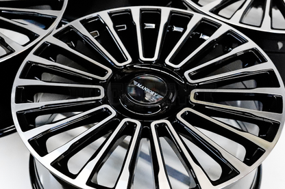 22" Gloss Black Machined Mansory Style Wheels For BMW Audi Mercedes Square Set (5x112)