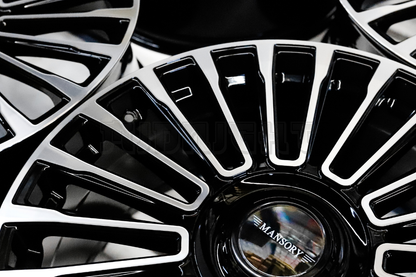 22" Gloss Black Machined Mansory Style Wheels For BMW Audi Mercedes Square Set (5x112)