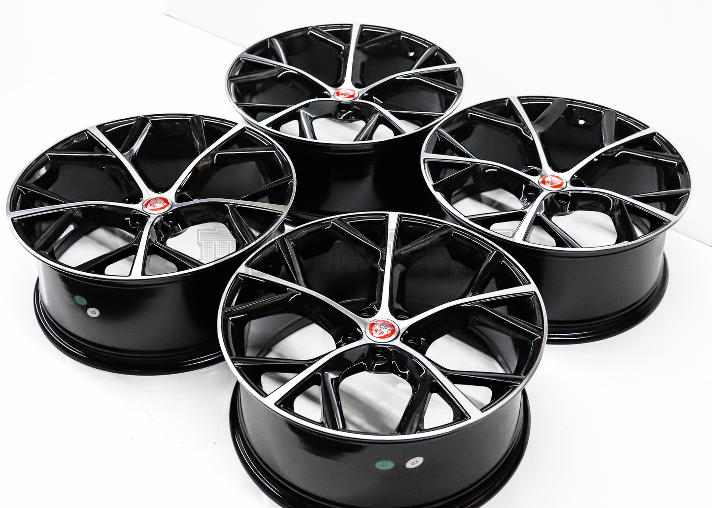 20" Gloss Black Machined Wheels For Jaguar (5x108) Squared Set