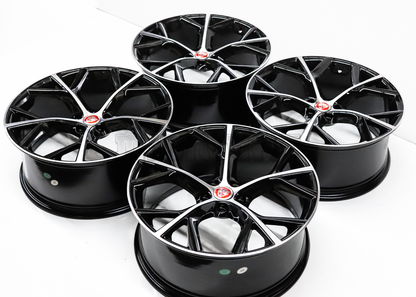 20" Gloss Black Machined Wheels For Jaguar (5x108) Squared Set