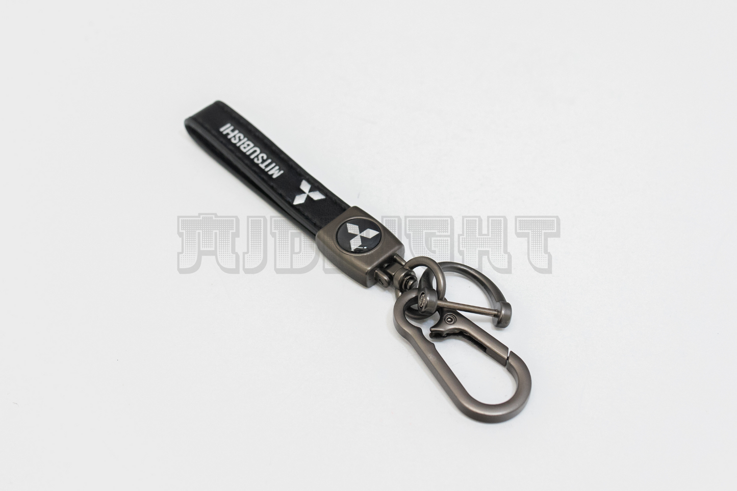 Mitsubishi Black Leather Keychain