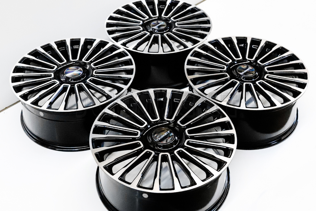 22" Gloss Black Machined Mansory Style Wheels For BMW Audi Mercedes Square Set (5x112)
