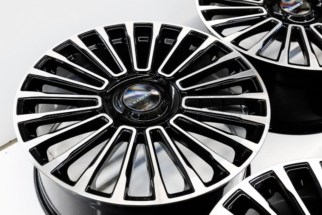 22" Gloss Black Machined Mansory Style Wheels For BMW Audi Mercedes Square Set (5x112)