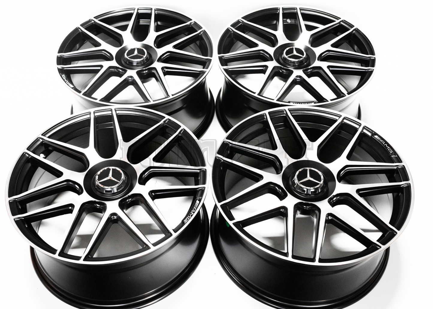 20" Matte Black Machined AMG Style Wheels For Mercedes Staggered Set 20x8.5/9.5