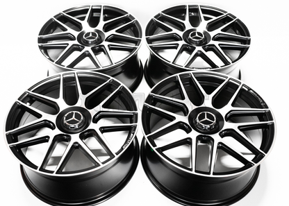 20" Matte Black Machined AMG Style Wheels For Mercedes Staggered Set 20x8.5/9.5