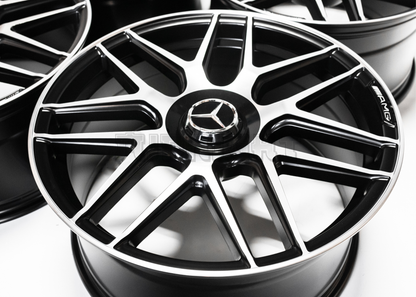 20" Matte Black Machined AMG Style Wheels For Mercedes Staggered Set 20x8.5/9.5