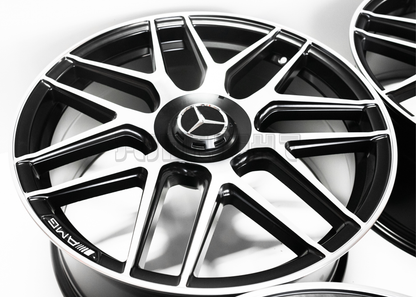 20" Matte Black Machined AMG Style Wheels For Mercedes Staggered Set 20x8.5/9.5