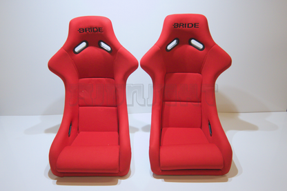Bride Zeta III Carbon Fiber Style Red Fabric Fixed Back Seat