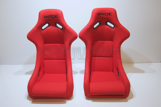 Bride Zeta III Carbon Fiber Style Red Fabric Fixed Back Seat
