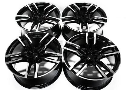 19" Gloss Black Machined M Sport Style Wheels For BMW Staggered Set 19x8.5/9.5