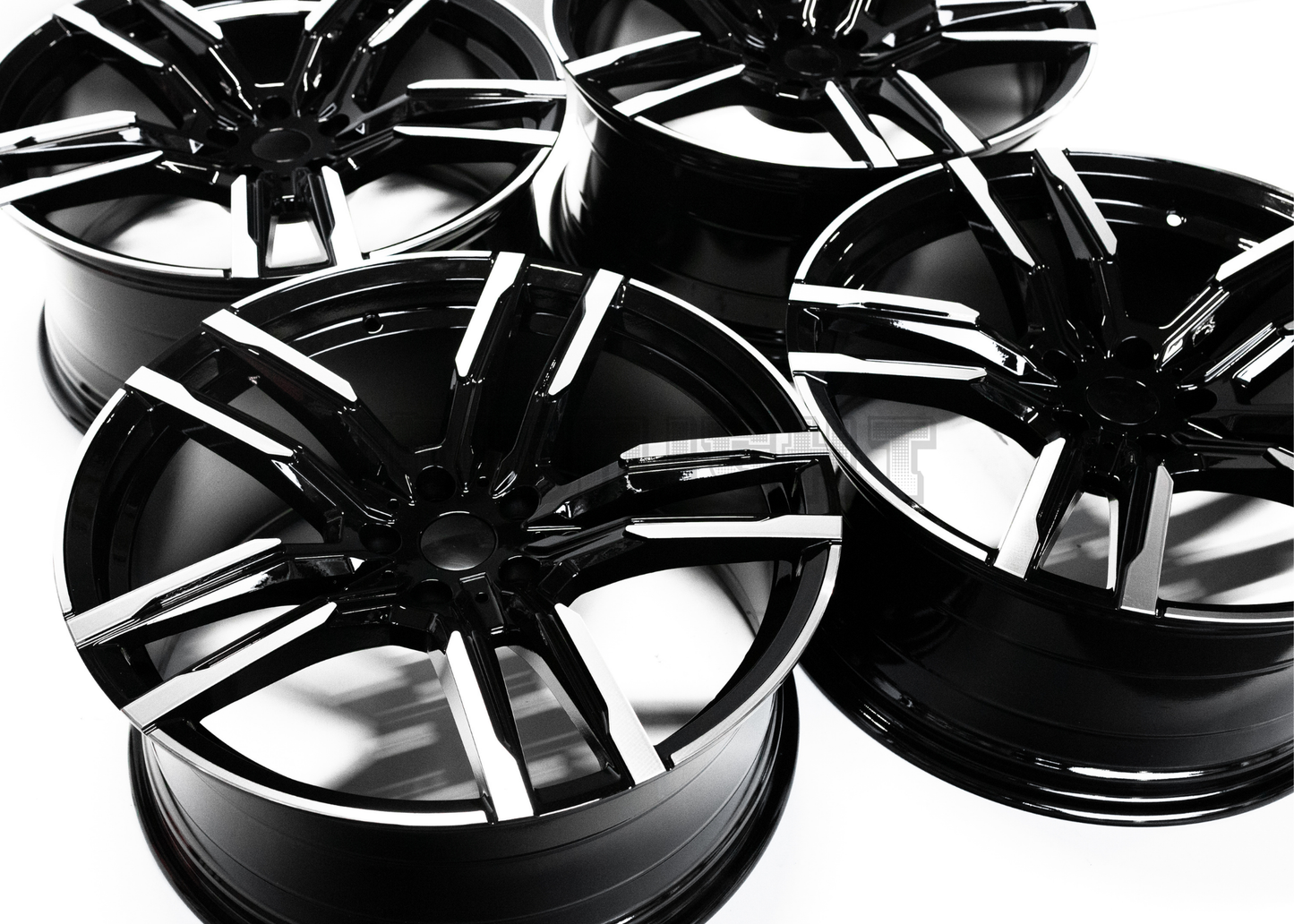 19" Gloss Black Machined M Sport Style Wheels For BMW Staggered Set 19x8.5/9.5