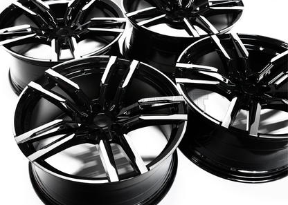 19" Gloss Black Machined M Sport Style Wheels For BMW Staggered Set 19x8.5/9.5
