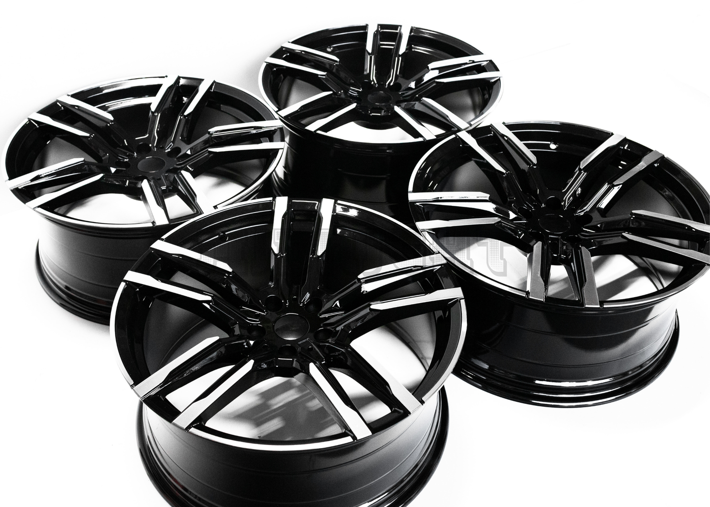 19" Gloss Black Machined M Sport Style Wheels For BMW Staggered Set 19x8.5/9.5