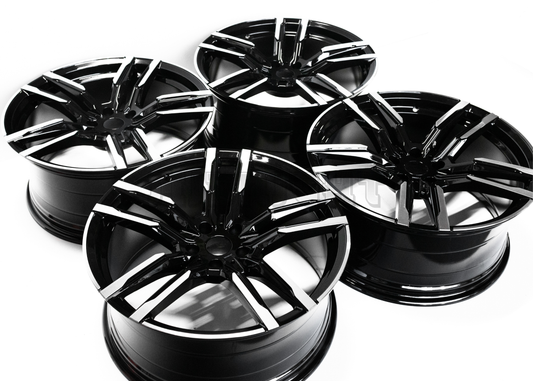 19" Gloss Black Machined M Sport Style Wheels For BMW Staggered Set 19x8.5/9.5