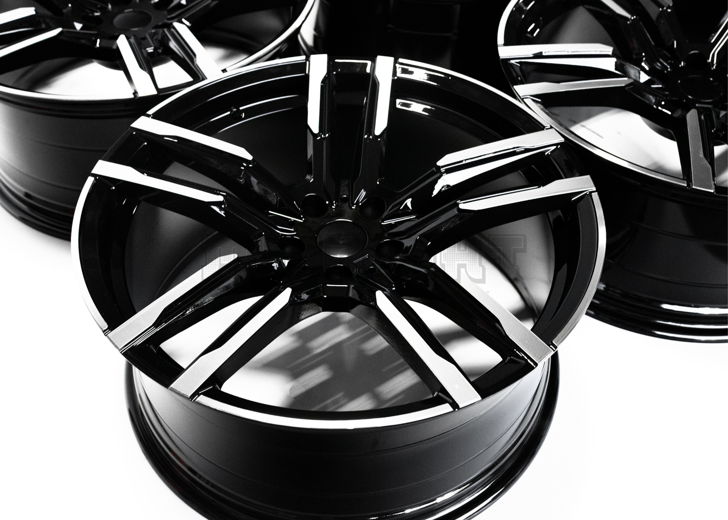 19" Gloss Black Machined M Sport Style Wheels For BMW Staggered Set 19x8.5/9.5