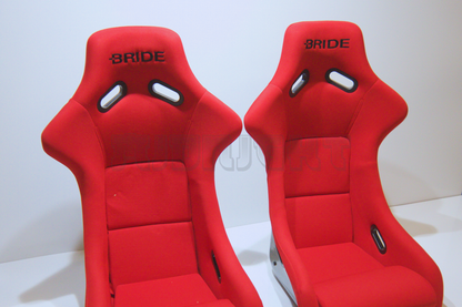Bride Zeta III Carbon Fiber Style Red Fabric Fixed Back Seat