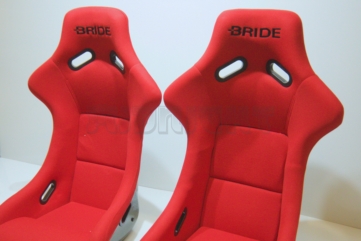 Bride Zeta III Carbon Fiber Style Red Fabric Fixed Back Seat