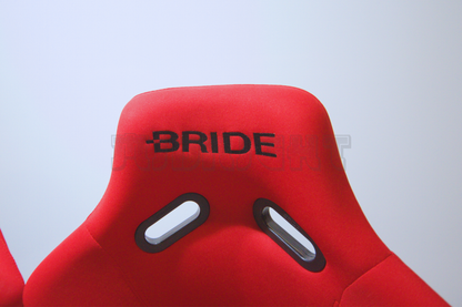 Bride Zeta III Carbon Fiber Style Red Fabric Fixed Back Seat