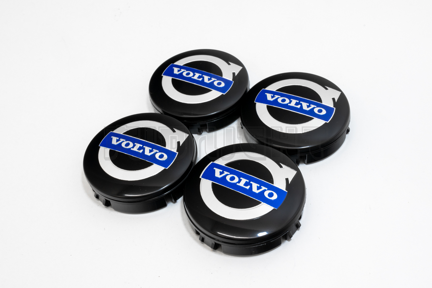 Set Of Four Volvo Black & Blue Wheel Center Hub Caps