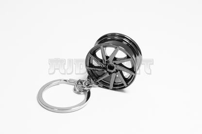 Black Chrome Wheel Keychain