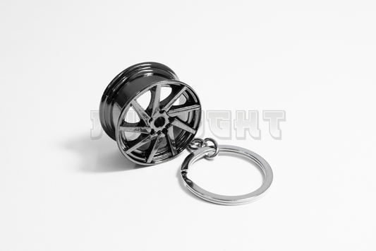 Black Chrome Wheel Keychain