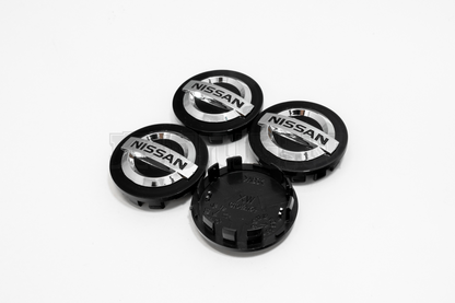 Set Of Four Nissan Black Center Hub Caps