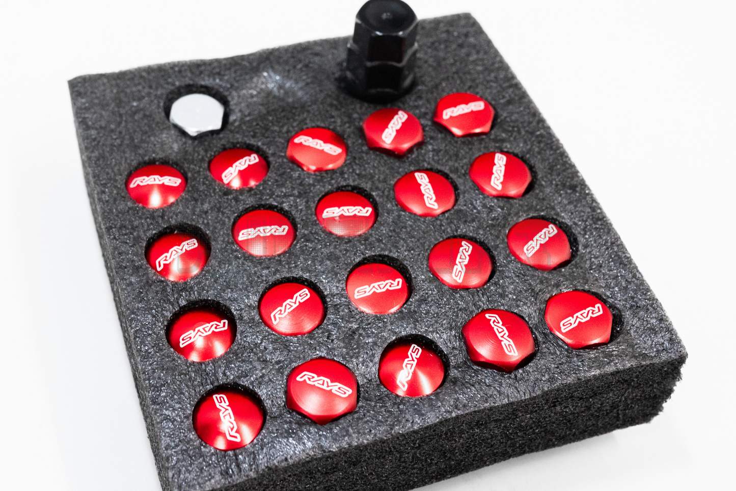 Rays Style Red Racing Composite Formula Hexagon Lug Nut Set M12xP1.25 / M12x1.5