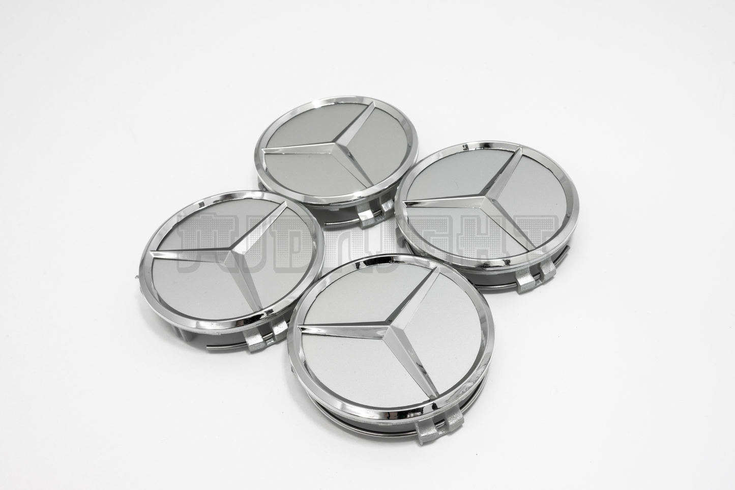 Set Of Four Mercedes-Benz Silver & Chrome Center Hub Caps