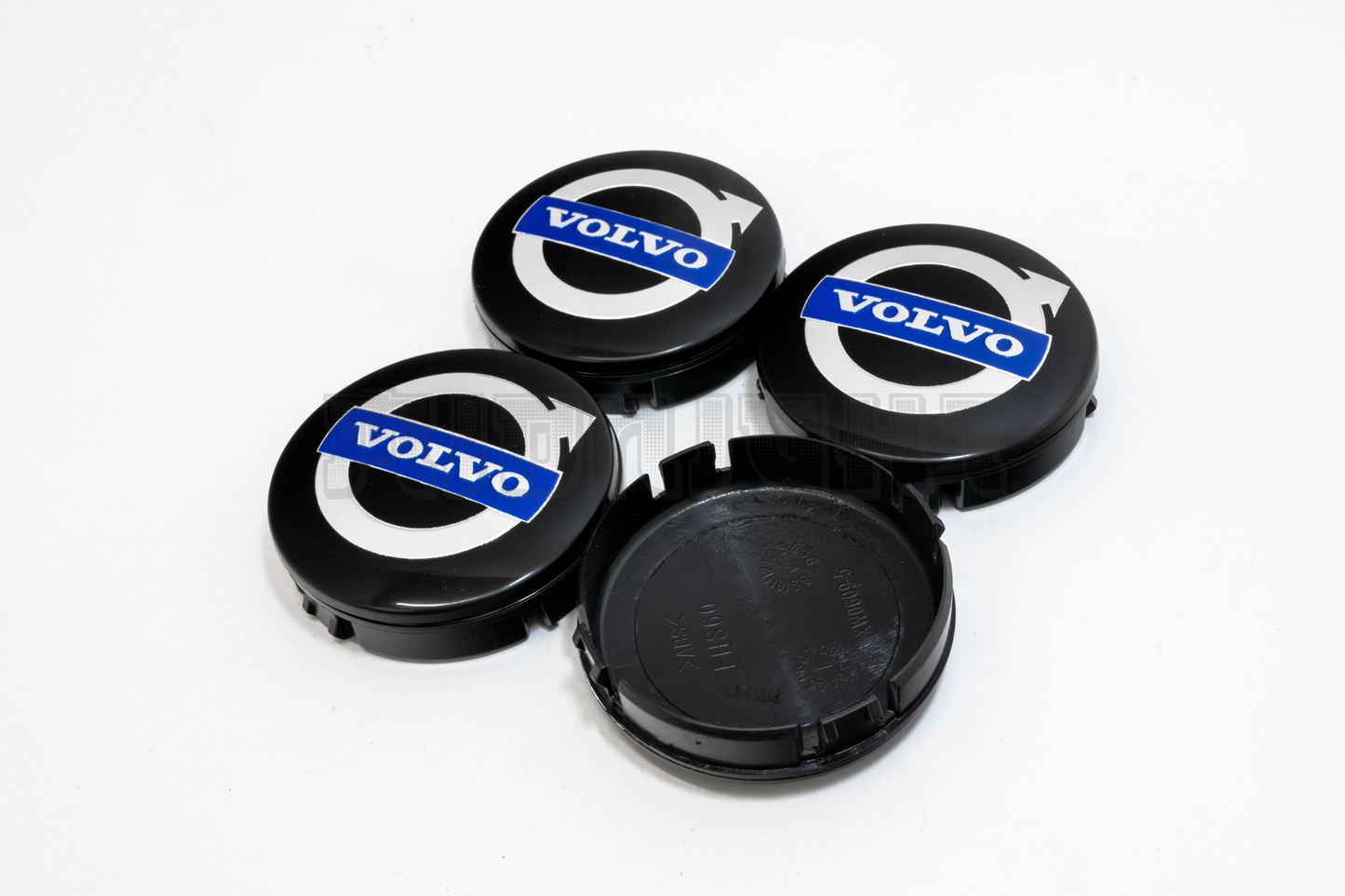 Set Of Four Volvo Black & Blue Wheel Center Hub Caps