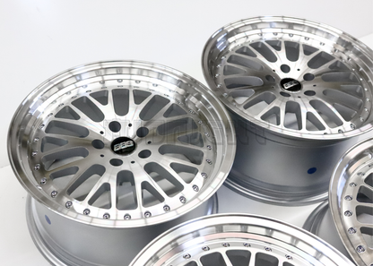 18" Machined Silver BBS Style Wheels (5x114.3) Staggered Set 18x8.5/9.5