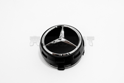 Set Of Four Mercedes-Benz Black & Chrome Center Hub Caps