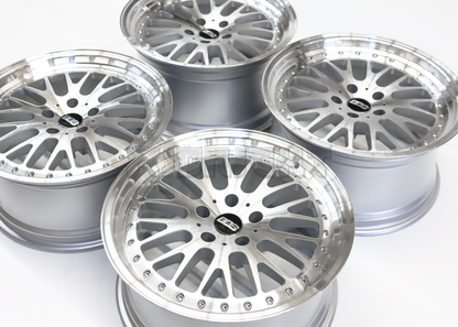 18" Machined Silver BBS Style Wheels (5x114.3) Staggered Set 18x8.5/9.5