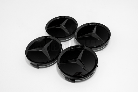 Set Of Four Mercedes-Benz Black Center Hub Caps