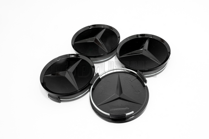 Set Of Four Mercedes-Benz Black Center Hub Caps