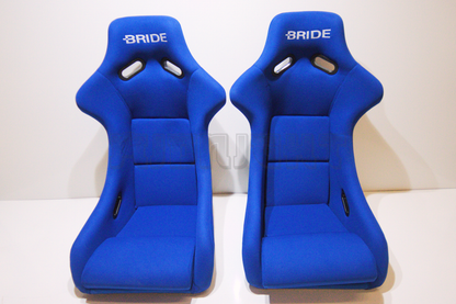 Bride Zeta III Carbon Fiber Style Blue Fabric Fixed Back Seat