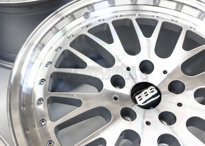 18" Machined Silver BBS Style Wheels (5x114.3) Staggered Set 18x8.5/9.5