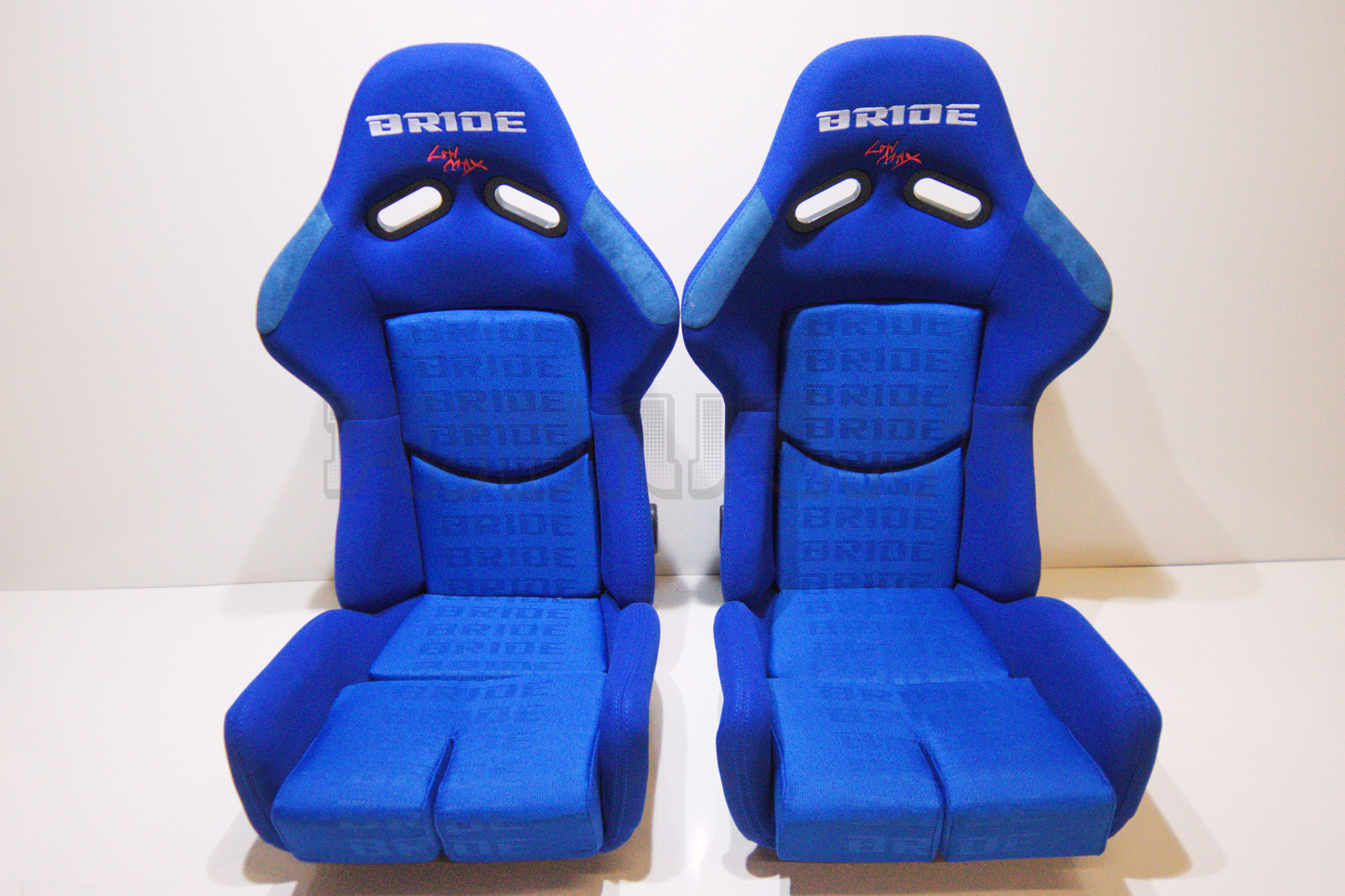 Bride Stradia II Style Blue Fabric Reclinable Bucket Seat Carbon Kevlar Back
