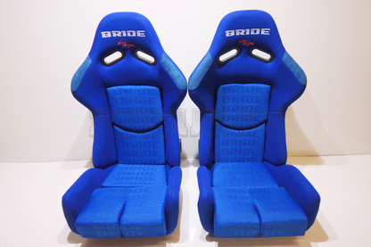 Bride Stradia II Style Blue Fabric Reclinable Bucket Seat Carbon Kevlar Back