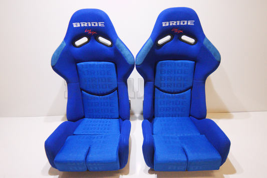 Bride Stradia II Style Blue Fabric Reclinable Bucket Seat Carbon Kevlar Back