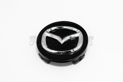 Set Of Four Mazda Black & Chrome Center Hub Caps